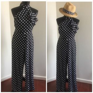 Bebe: Polka Dot Wide Leg Pants Jumpsuit